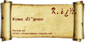 Koma Ágnes névjegykártya