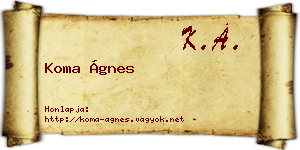 Koma Ágnes névjegykártya